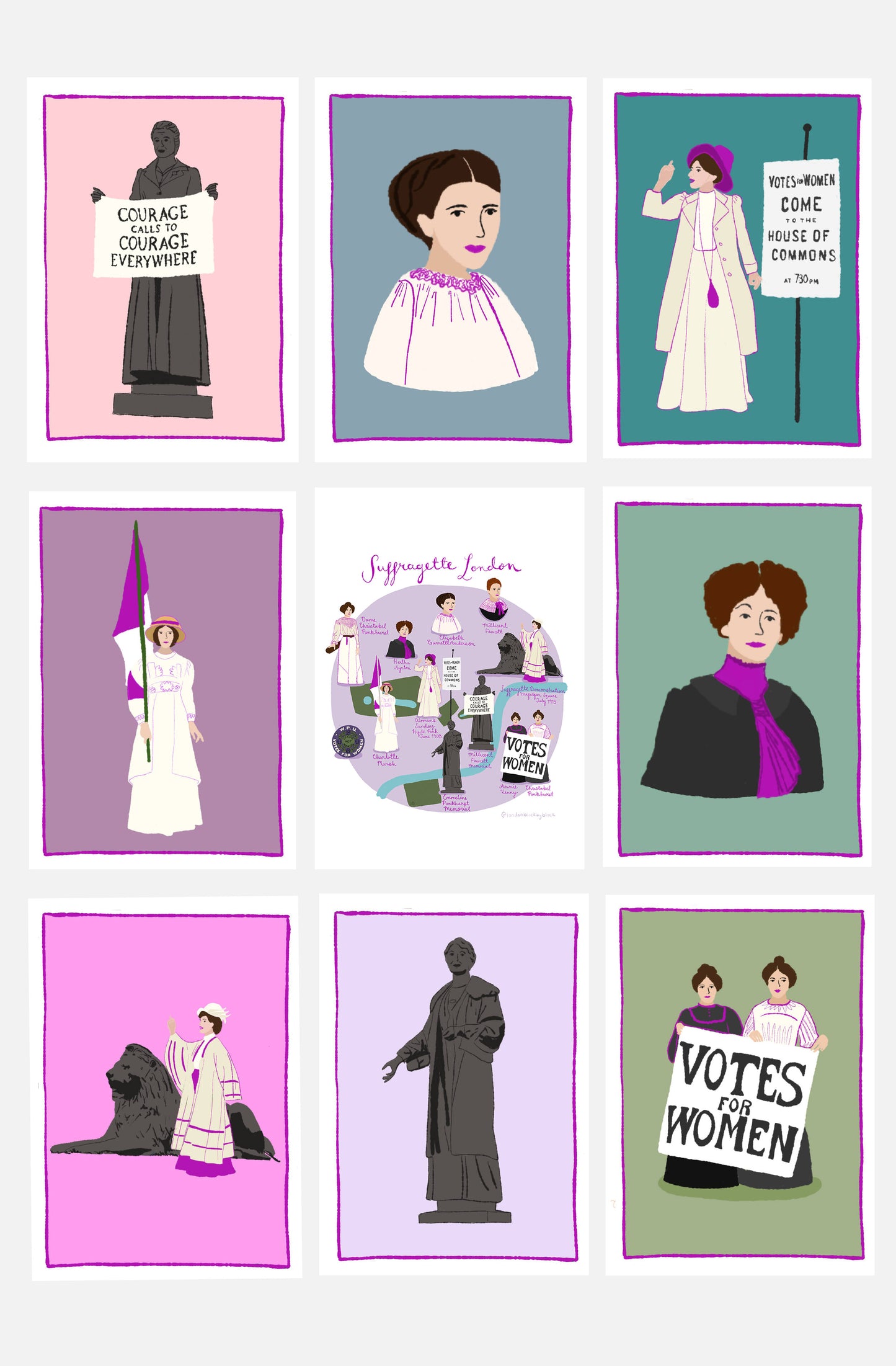 Suffragette London Greeting Card Set