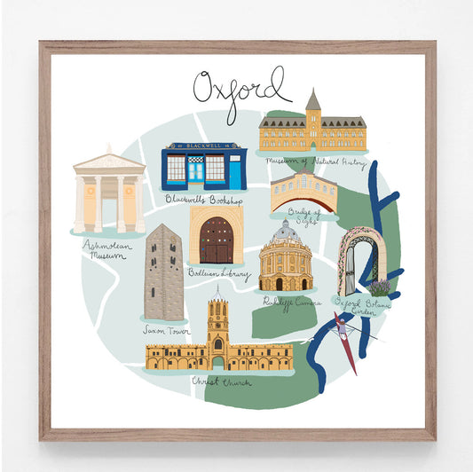 Oxford England Illustrated Art Print